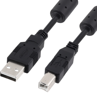 강원전자 넷메이트 USB2.0 AM-BM 케이블 2m (블랙/노이즈필터) NMC-UB220C
