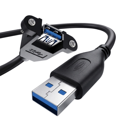 강원전자 넷메이트 USB3.0 연장 AM-AF 판넬형 케이블 0.5m, 블랙 NMC-UF305SB