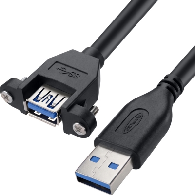 강원전자 넷메이트 USB3.0 연장 AM-AF 판넬형 케이블 1m, 블랙 NMC-UF310SB