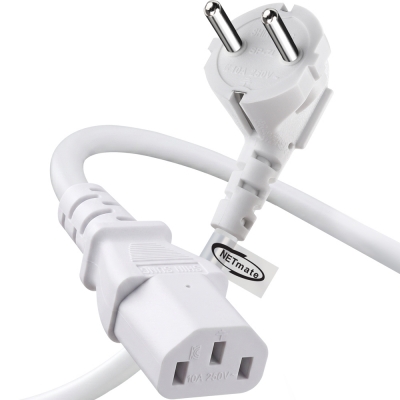 강원전자 넷메이트 3구 AC 파워코드 전원케이블 2m, 꺾임형 화이트 NMP-SPC020W